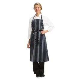 Tablier à bavette tissé Chef Works Premium rayures bleue marine et blanches