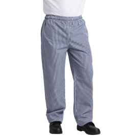 Pantalon de cuisinier unisexe Whites Vegas petits carreaux bleus et blancs L
