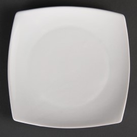 Assiettes carrées bords arrondis blanches 185mm Olympia