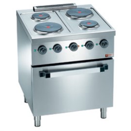 Diamond elektrisch fornuis met 4 kookplaten en elektr. GN 2/1 oven