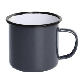 Mugs en acier émaillé gris et noir Olympia 350ml [dc397]