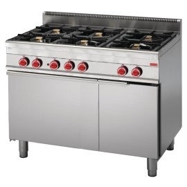 Fourneau 6 feux sur four électrique à convection avec placard ouvert Gastro M 65110CFGE [gn049]