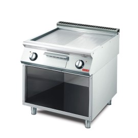 Fry-top électrique Gastro M 700 avec plaque demie lisse demie rainurée chromée GM7080FTRES-CR [gn104]