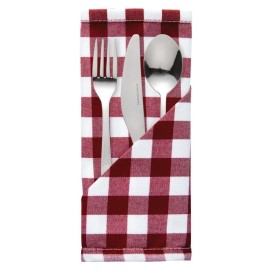 Serviettes à carreaux rouges en polyester Mitre Comfort Gingham [hb580]