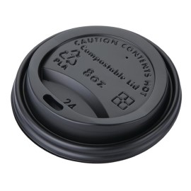 Couvercles gobelets boissons chaudes CPLA compostables Fiesta Green 225 ml (lot de 50)