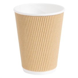 Gobelets boissons chaudes paroi isolante ondulée Fiesta marron clair 340ml x25