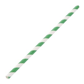 Pailles en papier compostables Fiesta Green rayées vert et blanc