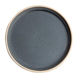 Assiettes plates bord droit granit bleu Olympia Canvas 25 cm 