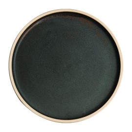 Assiettes plates bord droit vert bronze Olympia Canvas 25 cm 