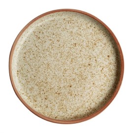 Assiettes plates bord droit beige moucheté Olympia Canvas 18 cm 