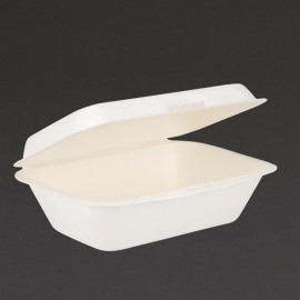 Barquettes à charnière en bagasse compostables Fiesta Green 18,2 cm (x250)