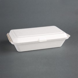 Barquettes à charnière en bagasse compostables Fiesta Green 24,8 cm (x250)