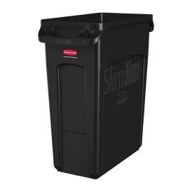 Collecteur de recyclage avec conduits daération Rubbermaid Slim Jim noir 60L