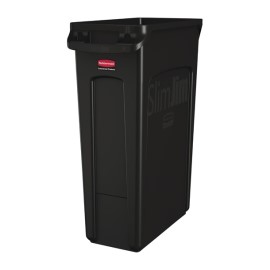 Collecteur de recyclage avec conduits daération Rubbermaid Slim Jim noir 87L